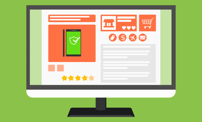 monitor with e-commerce website
