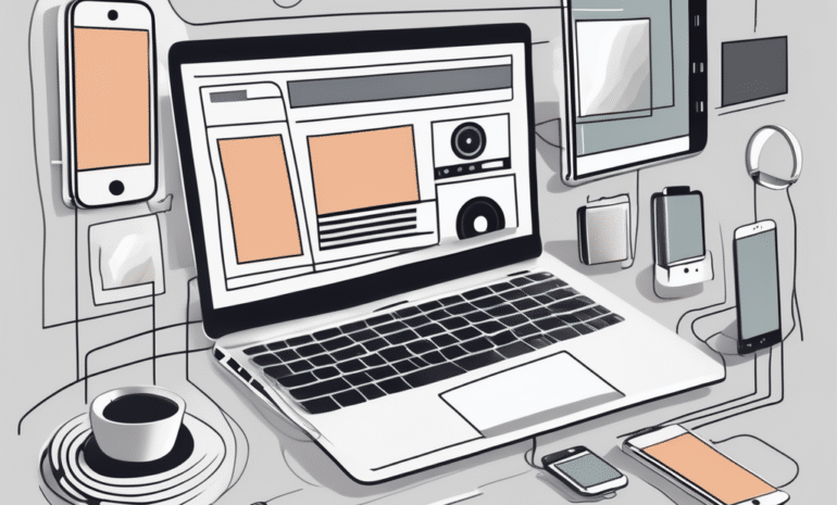 Various digital devices like a laptop