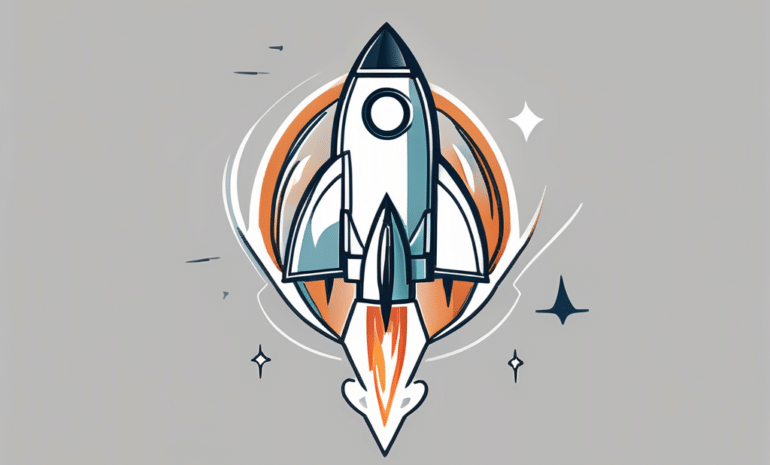 A wordpress logo being transformed into a rocket