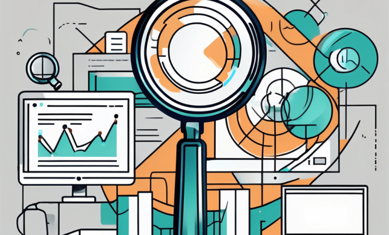 A magnifying glass hovering over a stylized