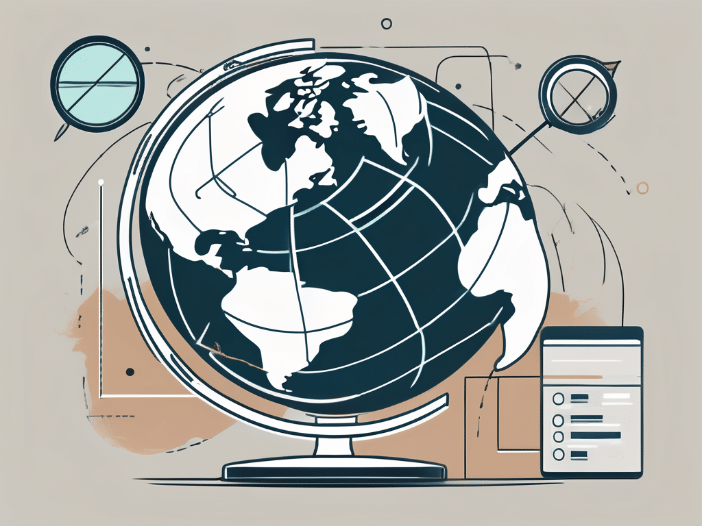 A globe with various domain extensions floating around it