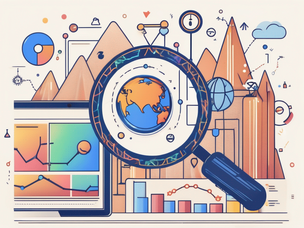 A magnifying glass hovering over a google search bar