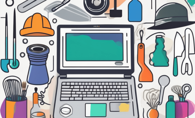 A laptop displaying a vibrant and successful online store