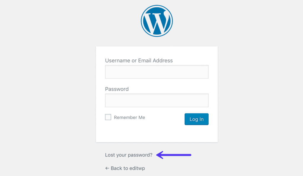 lost your password looging in