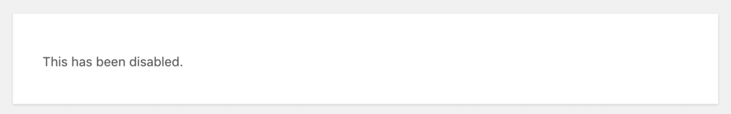 this has been disabled admin