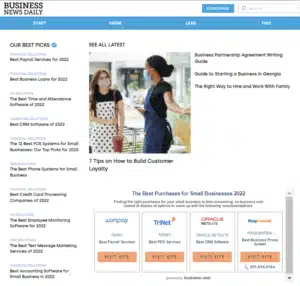 homepage of business news daily