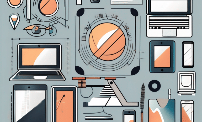 Various digital tools like a laptop