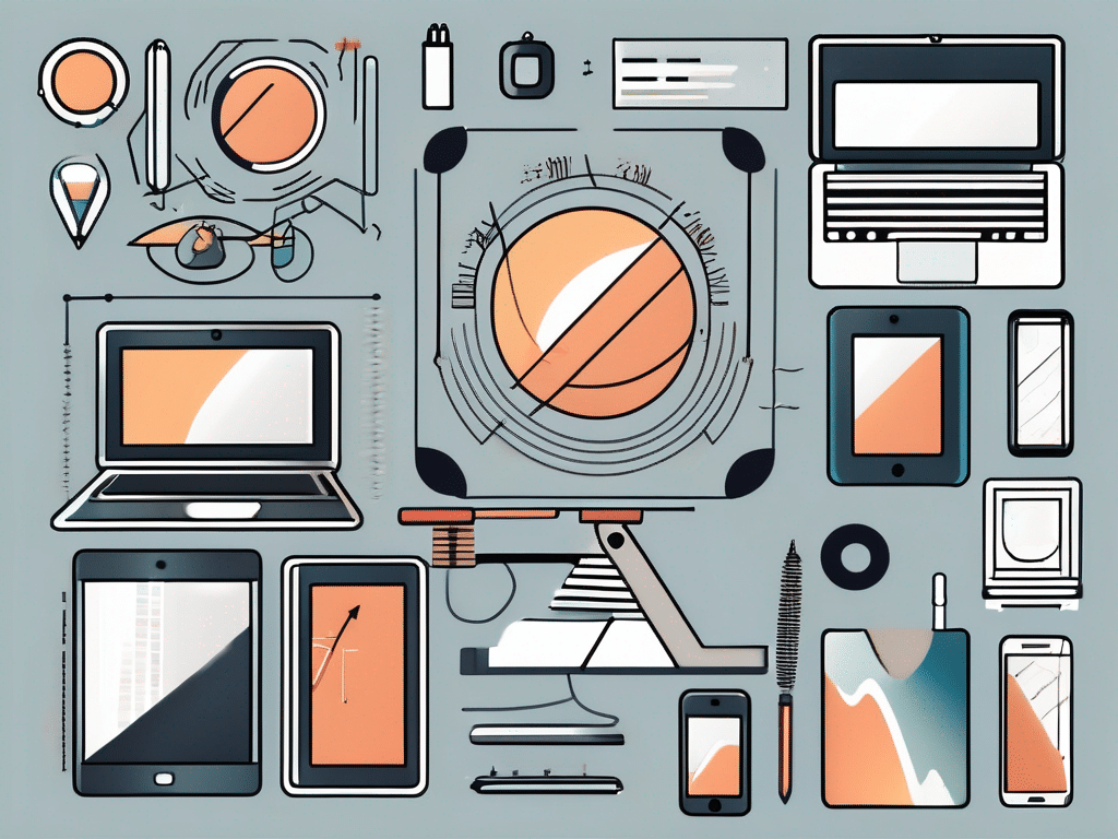 Various digital tools like a laptop
