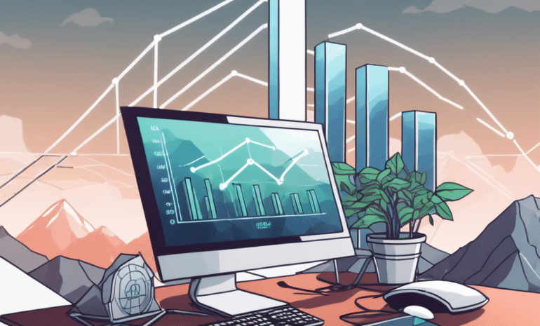 A computer on a desk with various symbols representing affiliate marketing