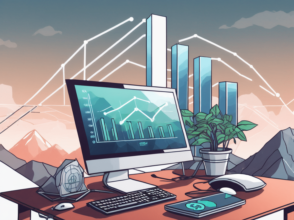 A computer on a desk with various symbols representing affiliate marketing