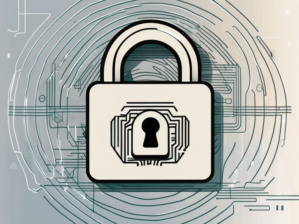 A locked padlock symbol overlaying a digital representation of a credit card