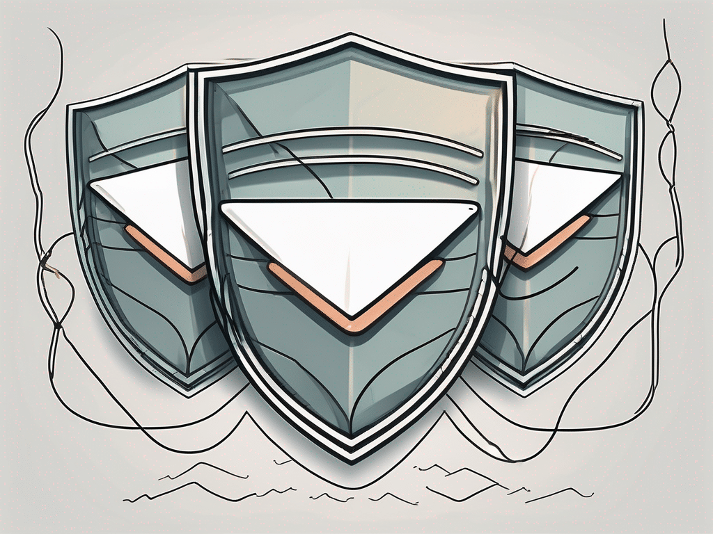 A shield blocking a group of malicious emails