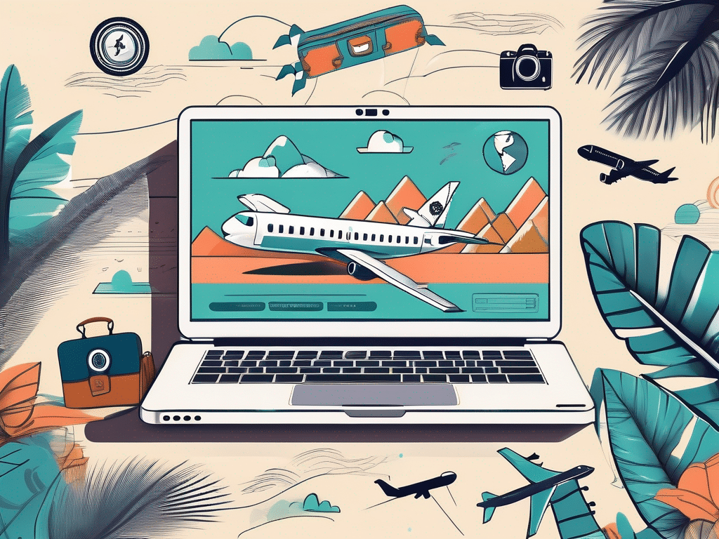 A laptop with a vivid and attractive travel-themed wordpress website on the screen
