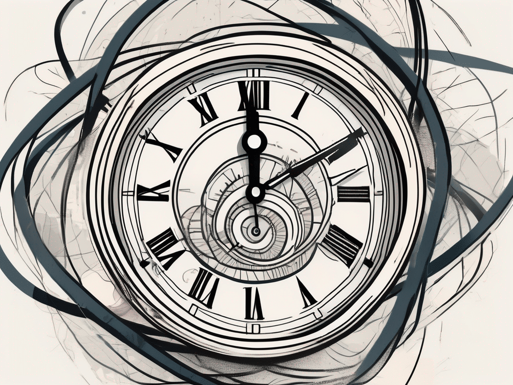 A ticking clock intertwined with a stylized internet domain