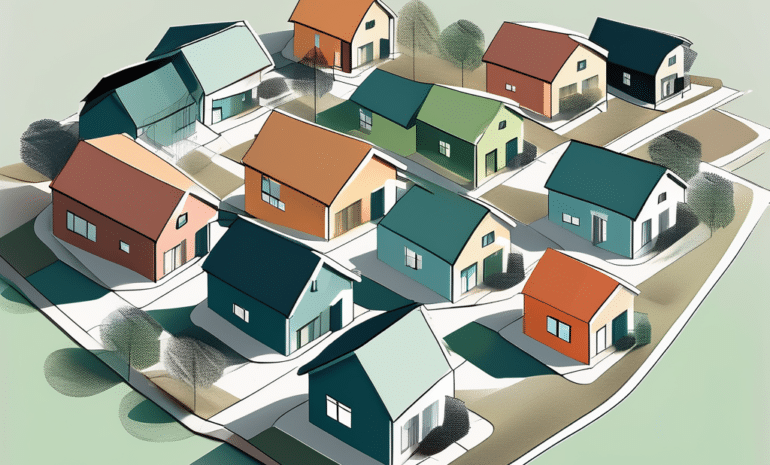 Multiple websites represented as different colored homes placed on a single large server represented as a big land plot