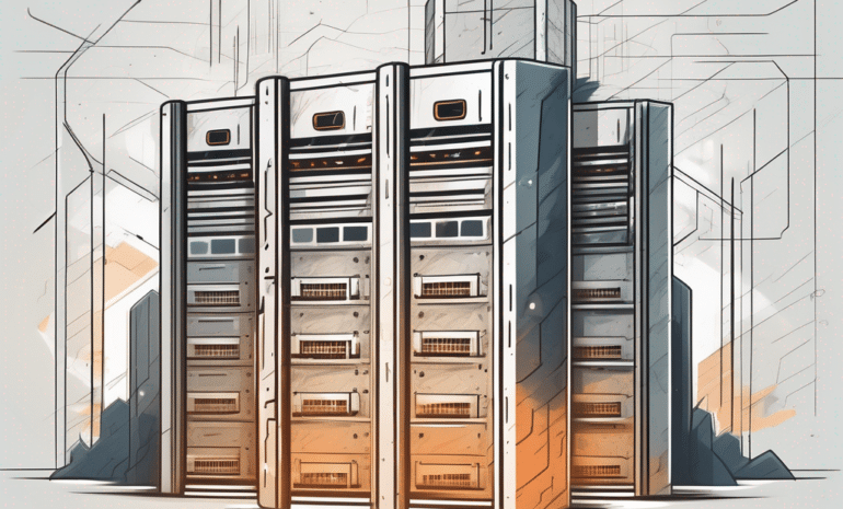 A cpanel web server represented as a fortress with various security measures like firewalls
