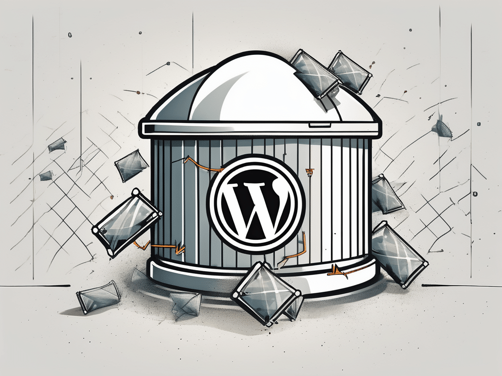 A wordpress website being shielded by a protective barrier